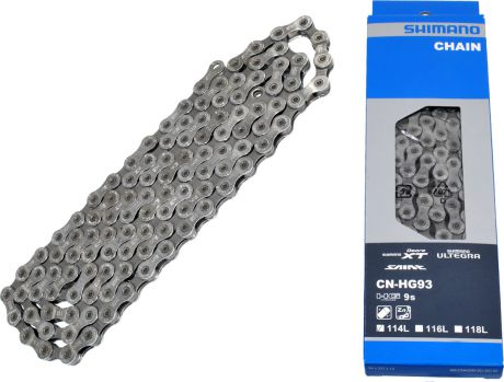 Цепь велосипедная Shimano "XT HG93", 9 скоростей, 118 звеньев