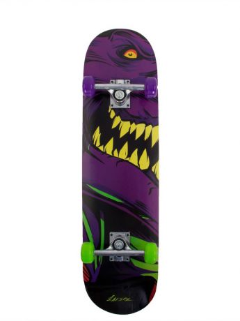 Скейтборд Larsen "Street 1", цвет: фиолетовый, салатовый, черный, дека 79 см х 20 см