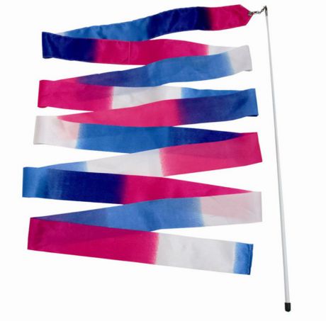 Лента гимнастическая "Larsen", цвет: белый, голубой, розовый, длина 6 м. A236