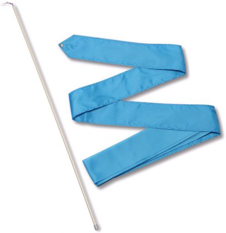 Лента гимнастическая "Indigo", с палочкой и карабином, цвет: голубой, длина 4 м