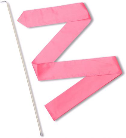 Лента гимнастическая "Indigo", с палочкой и карабином, цвет: розовый, длина 4 м