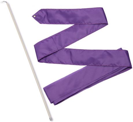 Лента гимнастическая "Indigo", с палочкой и карабином, цвет: фиолетовый, длина 6 м
