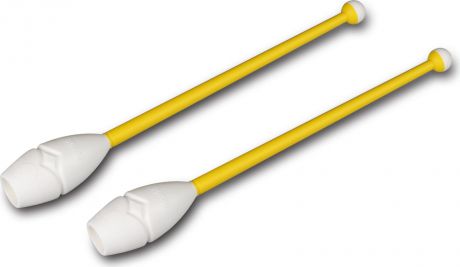 Булавы гимнастические Indigo, вставляющиеся, цвет: желтый, белый, длина 41 см, 2 шт