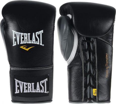 Перчатки боевые Everlast "Powerlock", цвет: черный, серый. Вес 10 унций. Размер XL