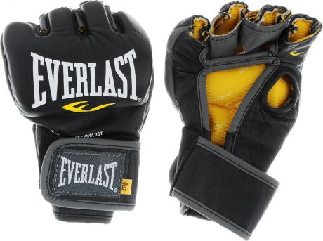 Перчатки боевые Everlast "MMA Competition", без пальца цвет: черный, белый, желтый. Размер M