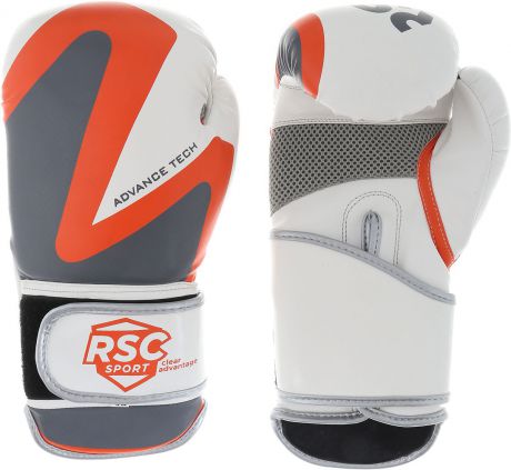 Перчатки боксерские RSC PU 2t c 3D, 00027037, белый, серый, оранжевый, вес 12 унций