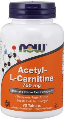 Карнитин Now Foods Acetyl-L-Carnitine 750 мг, 90 таблеток