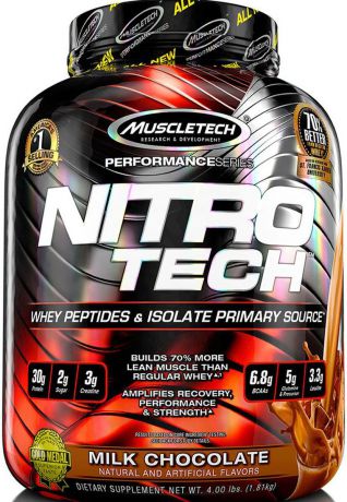 Протеин MuscleTech "Nitro Tech 4 lb", шоколад, 1,8 кг
