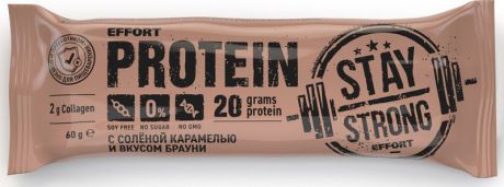 Протеиновый батончик Effort Protein неглазированный, с соленой карамелью и вкусом брауни, 60 г