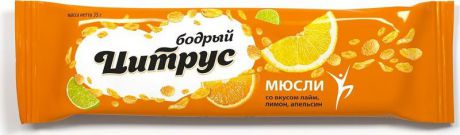 Батончик злаковый Effort "Мюсли прессованные", лимон/лайм/апельсин, 35 г