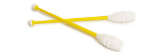 Булавы гимнастические "Indigo", вставляющиеся, цвет: желтый, белый, 45 см