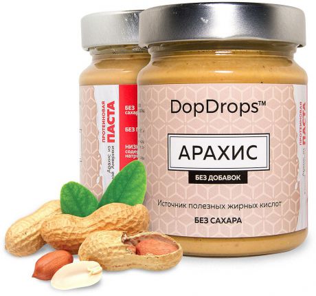 Паста протеиновая DopDrops "Арахис", без добавок, 265 г