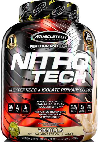 Протеин MuscleTech "Nitro Tech 4 lb", ваниль, 1,8 кг