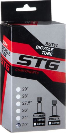 Камера велосипедная "STG", с автониппелем, диаметр колеса 20", ширина колеса 1,75-1,95"