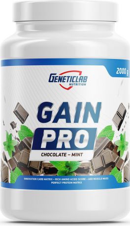 Гейнер Geneticlab Nutrition Gain Pro, шоколад-мята, 2 кг