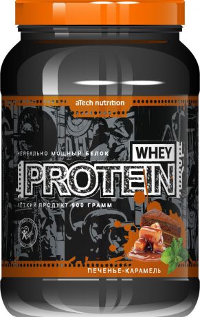 Протеин cывороточный aTech Nutrition Whey Protein 100%, печенье и карамель, 900 г