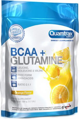 Аминокислоты BCAA Quamtrax 2:1:1 + Glutamine, лимон, 500 г