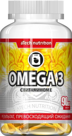 Пищевая добавка aTech Nutrition Omega 3, усилен витамином Е, 90 капсул