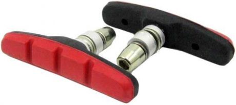 Тормозные колодки под V-brake c болтом, L-70мм,1 пара в индивидуальной упаковке, черный, красный