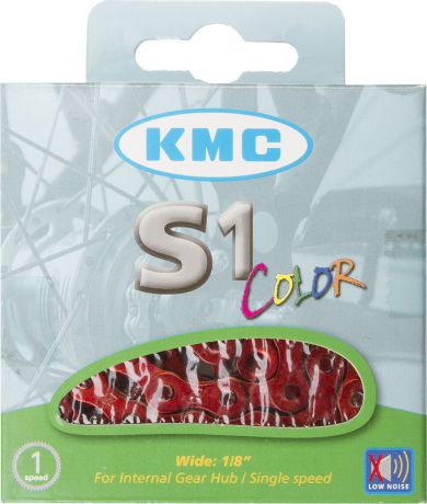 Цепь велосипедная KMC S1 Color, 1/2"x1/8", 112 звеньев, 8,66 мм, с замком, оранжевый