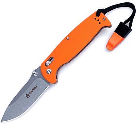 Нож туристический "Ganzo", цвет: оранжевый, стальной, длина лезвия 8,9 см. G7412-OR-WS