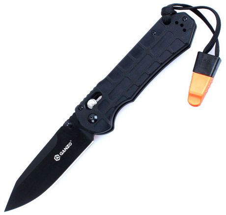 Нож туристический "Ganzo", цвет: черный, длина лезвия 9 см. G7453P-BK-WS