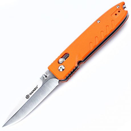 Нож туристический "Ganzo", цвет: оранжевый, стальной, длина лезвия 8,5 см. G746-1