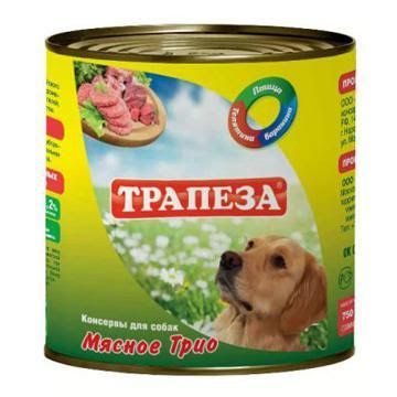 Консервы для собак Трапеза "Мясное трио", 750 г