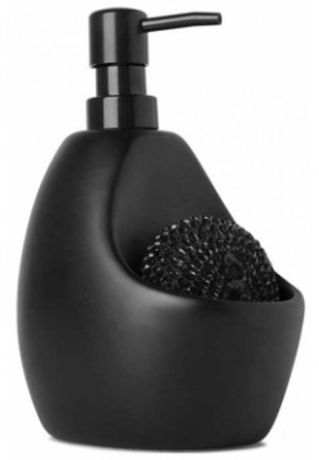 Дозатор для мыла Umbra "Joey", с подставкой для губки, цвет: черный, 740 мл