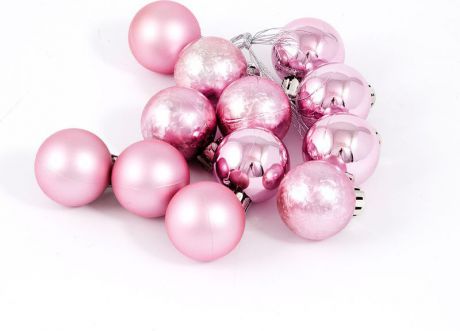 Елочная игрушка Русские Подарки "Шары", цвет: розовый, 12 шт