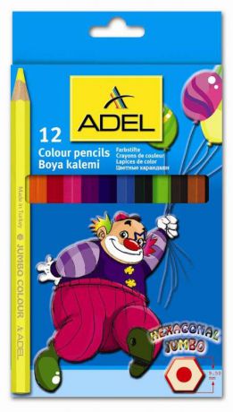 Набор цветных карандашей Adel JUMBO HEXA 211-9510-000, 12 шт