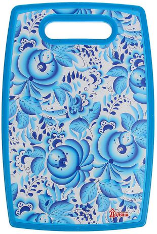 Доска разделочная Доляна "Гжель", цвет: голубой, 30 х 20 х 1 см
