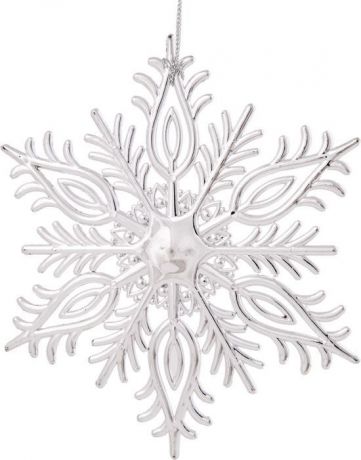 Новогоднее подвесное елочное украшение Magic Time "Снежинка резная", цвет: серебряный, 14,5 x 12,5 x 0,2 см