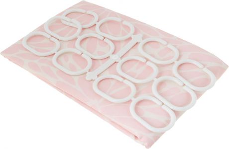 Занавеска для ванной "Verran", тканевая, цвет: розовый, белый, 180 x 180 см