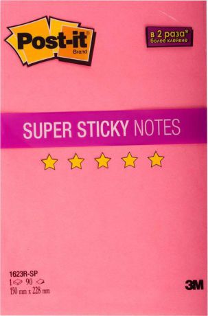 Клейкая бумага для заметок Post-it SuperSticky, 488469, 15 x 22,8 см, 90 листов