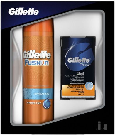 Gillette Fusion Гель Для Бритья, 200 мл Подарочный Набор + Бальзам 3в1, 50 мл