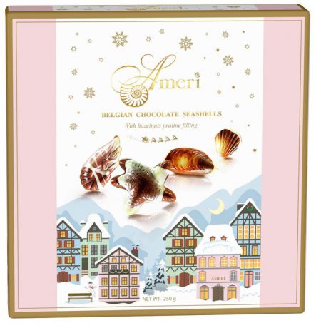 Шоколадные конфеты-ракушки Ameri с начинкой пралине, 250 г