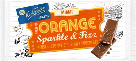 Karl Fazer Travel Miami молочный шоколад с лопающейся карамелью с апельсиновым вкусом, 130 г