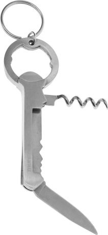Брелок-нож Munkees Corkscrew Opener, с открывалкой и штопором, цвет: серебристый