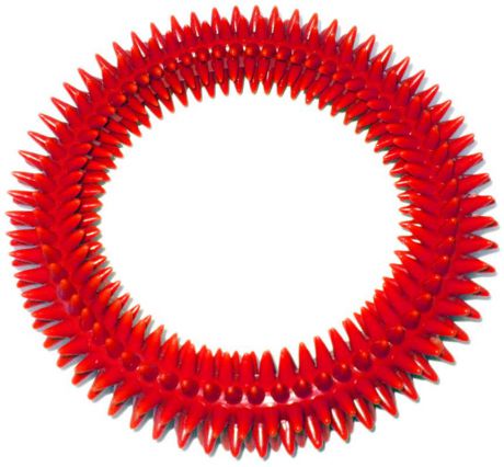 Кольцо массажное с шипами "V.I.Pet", цвет: красный, диаметр 16 см