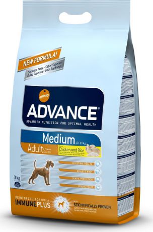 Корм сухой Advance "Medium Adult" для собак средних пород, с курицей и рисом, 3 кг