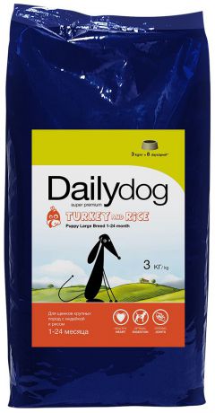 Корм сухой Daily Dog "Senior Medium Large Breed", для пожилых собак средних и крупных пород, с индейкой и рисом, 3 кг