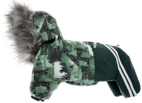 Комбинезон для собак Kuzer-Moda "Куртка-брюки", утепленный, унисекс, цвет: зеленый, черный, белый. Размер L