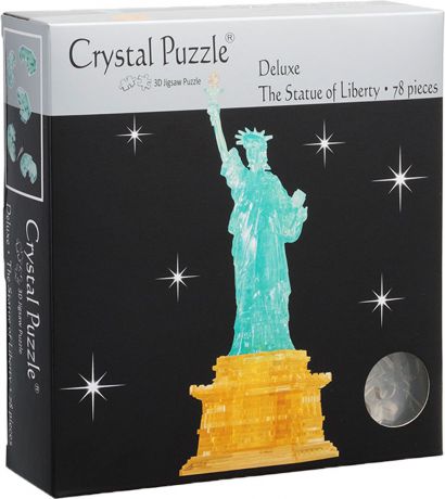 Головоломка Crystal Puzzle "Статуя Свободы", объемный 3D-пазл, цвет: голубой, 78 элементов