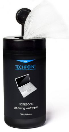 Салфетки влажные "Techpoint", для ухода за экранами ноутбуков, 105 шт