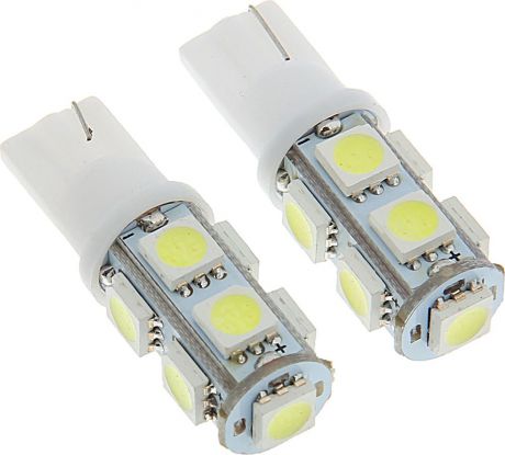 Комплект светодиодных ламп Torso T10 W5W, 12 В, 9 SMD-5050, свет белый, 2 шт. 1059208