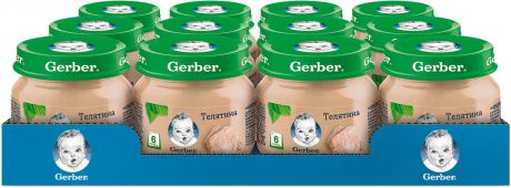 Пюре Консервы мясные телятина для питания детей с 6 месяцев Gerber, 12 шт по 80 г