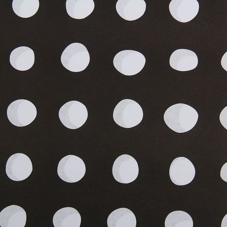 Бумага упаковочная "Горохи белые на черном", 50 х 70 см. 1558535