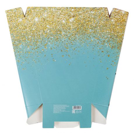 Коробка-пакет Дарите Счастье "Золотистые блестки", с атласными лентами, для цветов