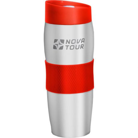 Термокружка Nova Tour "Драйвер 360", цвет: светло-серый, красный, 360 мл